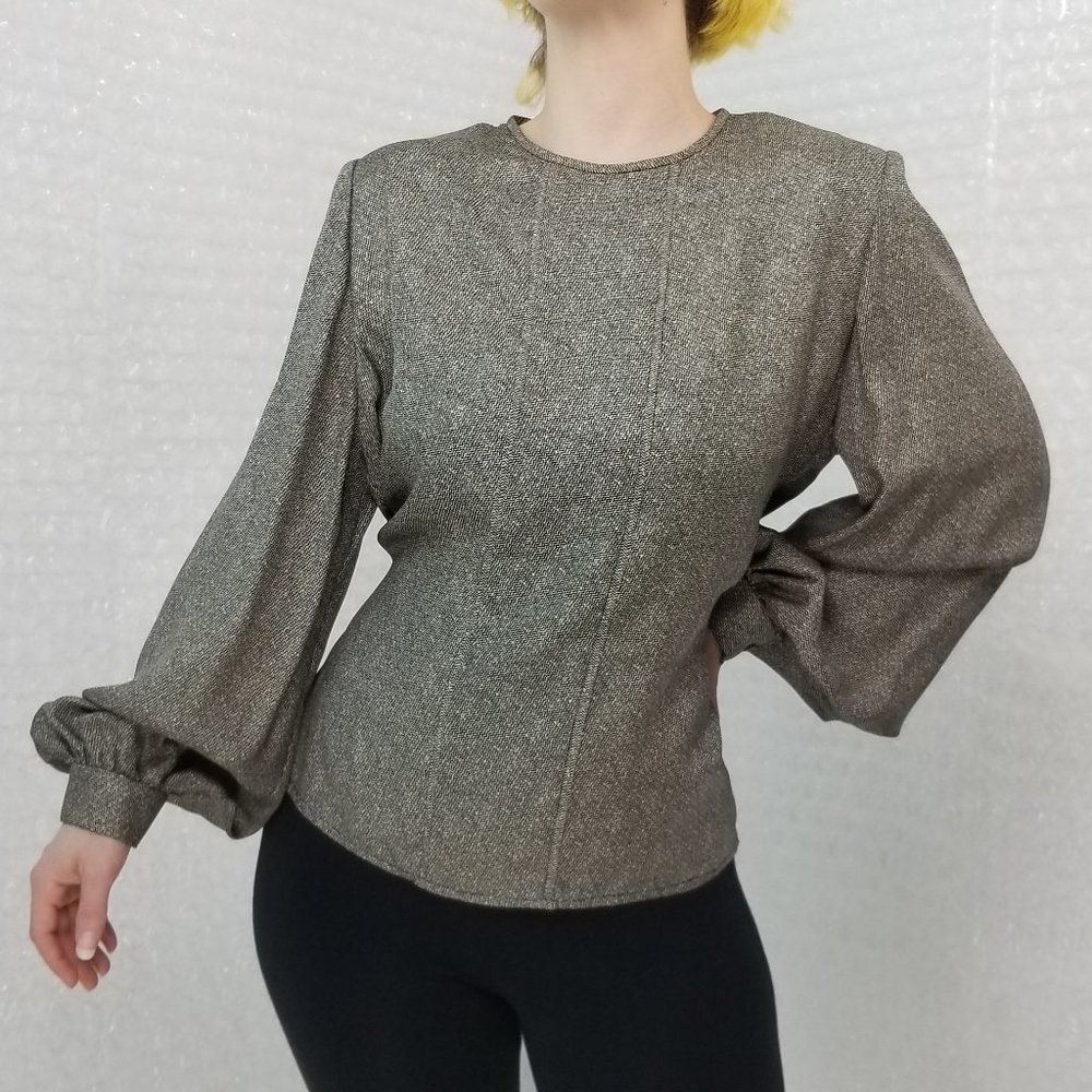 Vintage 70s/80s David Hayes black/gold silk blouse